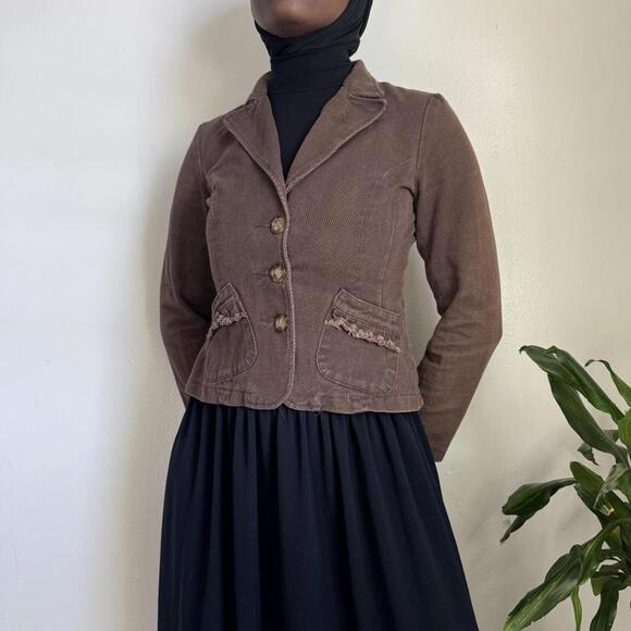 Vintage 90s/Y2K Mandee Cropped Corduroy Blazer jacket size M - Picture 3 of 6